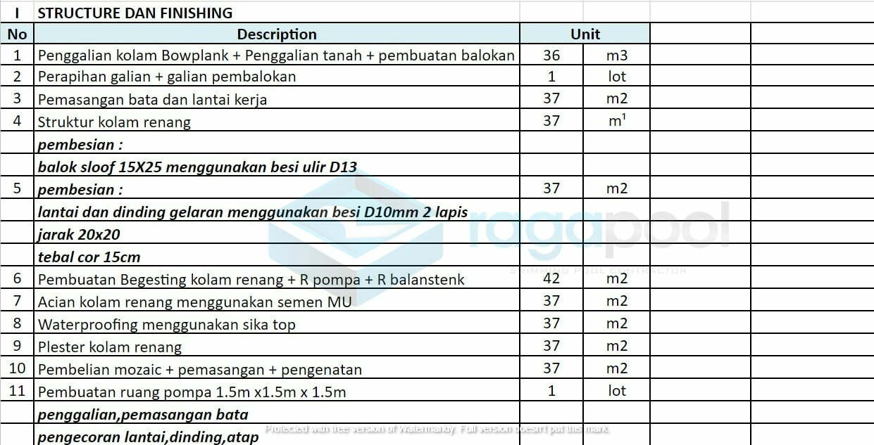 tabel structure dan finishing 1