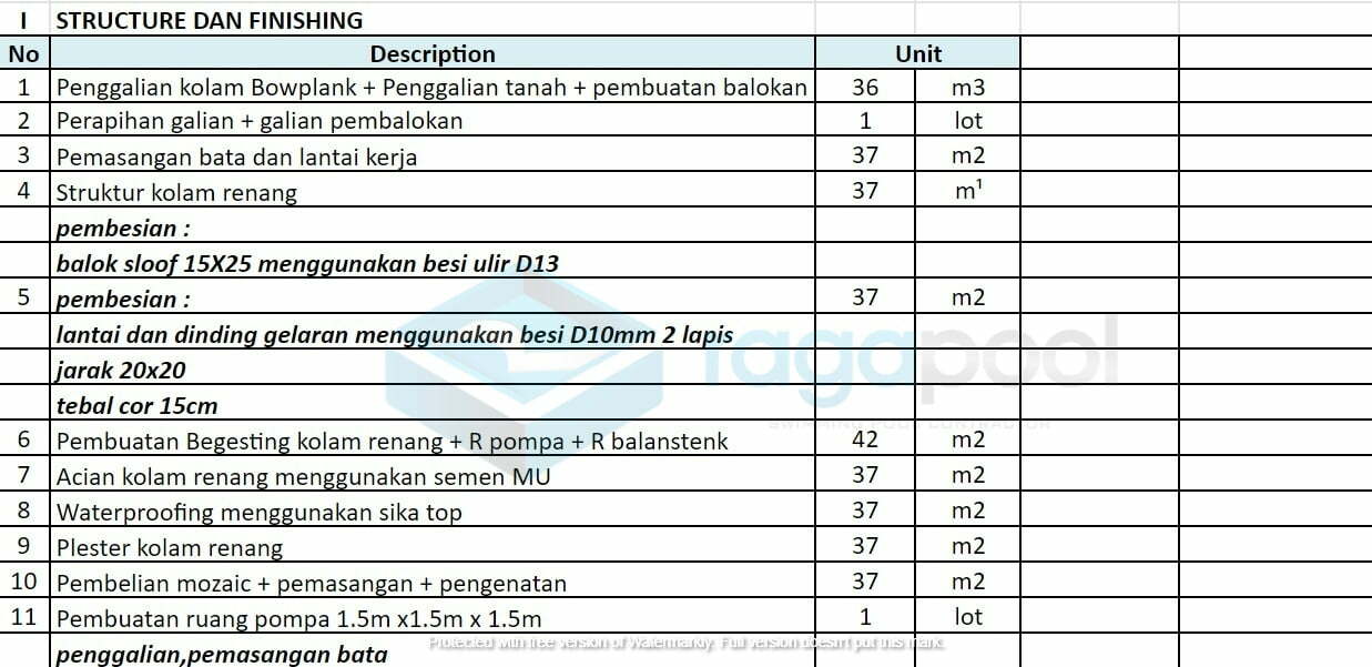 tabel structure dan finishing 1